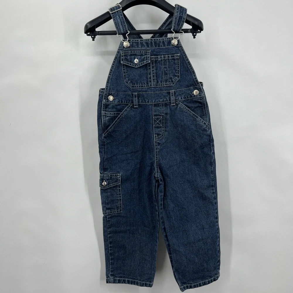 Gap Overalls Denim  Girls Toddler Size 3 Years Cargo Pocket‎ EUC